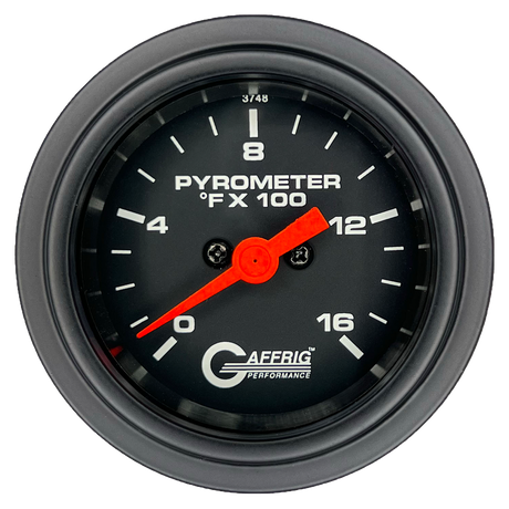 GAFFRIG 2 INCH ELECTRIC PYROMETER GAUGE 0-1600 F STEP RIM (002) / BLACK / BLACK