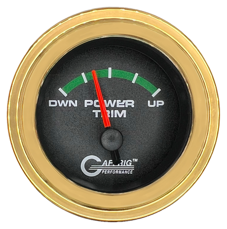 GAFFRIG 2 INCH ELECTRIC TRIM METER MERCURY GAUGE STEP RIM (002) / LIME GREEN / BLACK