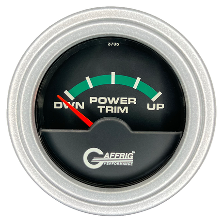 GAFFRIG 2 INCH ELECTRIC TRIM METER OMC GAUGE STEP RIM (002) / PLATINUM / BLACK