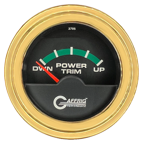 GAFFRIG 2 INCH ELECTRIC TRIM METER OMC GAUGE STEP RIM (002) / GOLD / BLACK