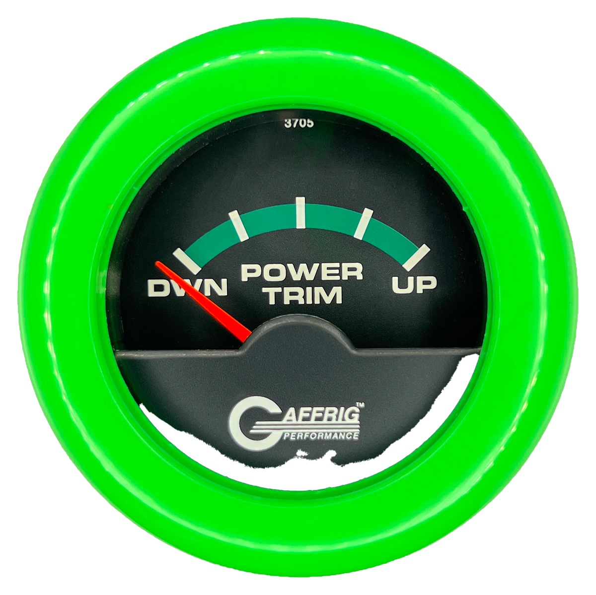 GAFFRIG 2 INCH ELECTRIC TRIM METER OMC GAUGE FAT RIM (218) / LIME GREEN / BLACK