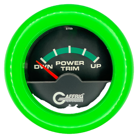 GAFFRIG 2 INCH ELECTRIC TRIM METER OMC GAUGE FAT RIM (218) / LIME GREEN / BLACK