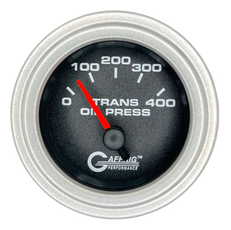 GAFFRIG 2 INCH ELECTRIC TRANSMISSION PRESSURE GAUGE 0-400 PSI STEP RIM (002) / PLATINUM / BLACK