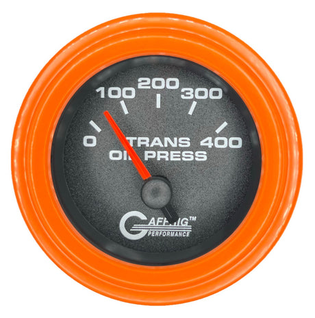 GAFFRIG 2 INCH ELECTRIC TRANSMISSION PRESSURE GAUGE 0-400 PSI STEP RIM (002) / ORANGE / BLACK