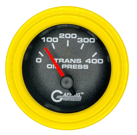 GAFFRIG 2 INCH ELECTRIC TRANSMISSION PRESSURE GAUGE 0-400 PSI STEP RIM (002) / YELLOW / BLACK