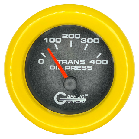 GAFFRIG 2 INCH ELECTRIC TRANSMISSION PRESSURE GAUGE 0-400 PSI FAT RIM (218) / YELLOW / BLACK