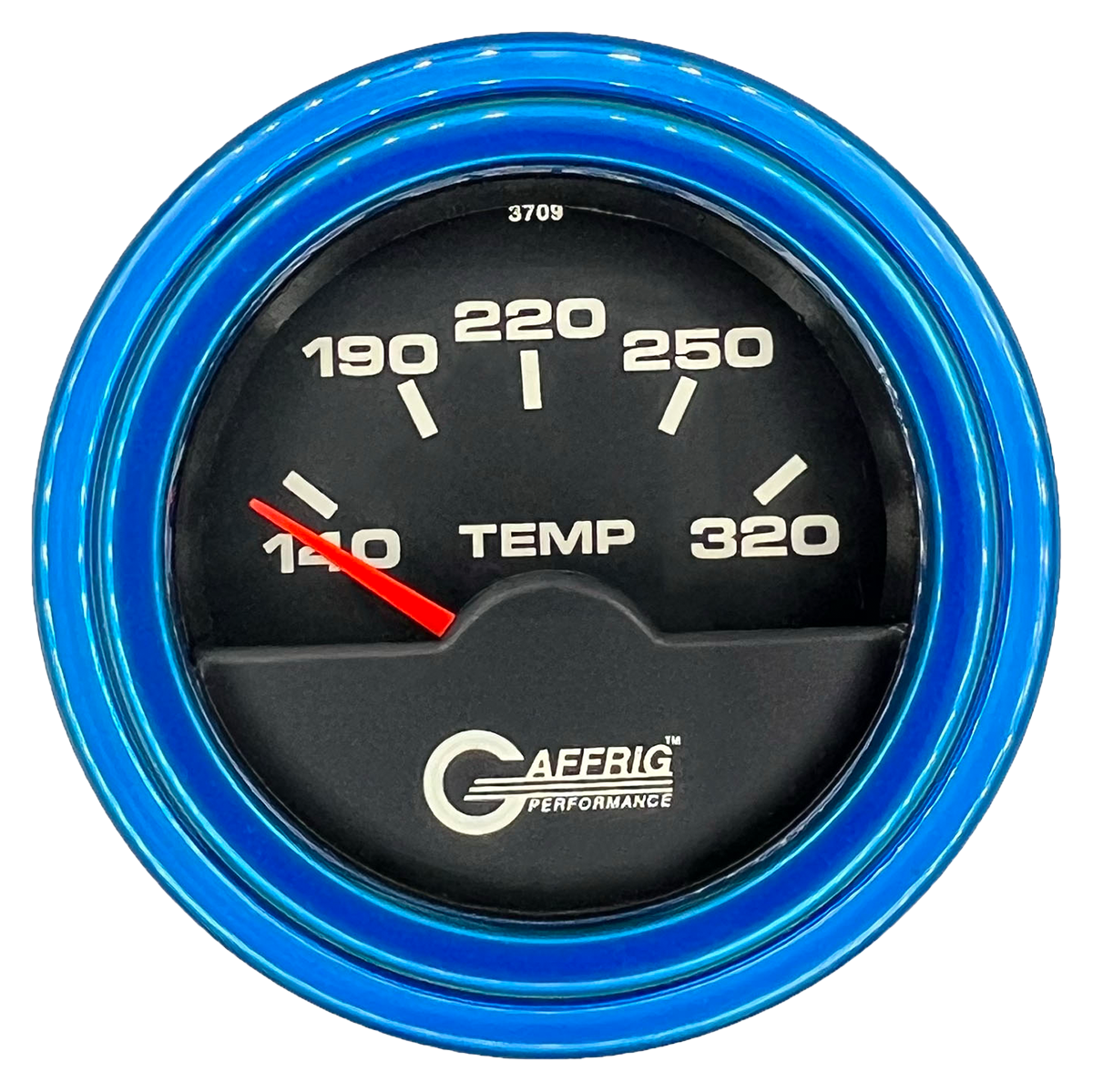 GAFFRIG 2 INCH ELECTRIC TRANSMISSION TEMP GAUGE 140-320 F STEP RIM (002) / BLUE / BLACK