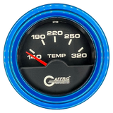 GAFFRIG 2 INCH ELECTRIC TRANSMISSION TEMP GAUGE 140-320 F STEP RIM (002) / BLUE / BLACK