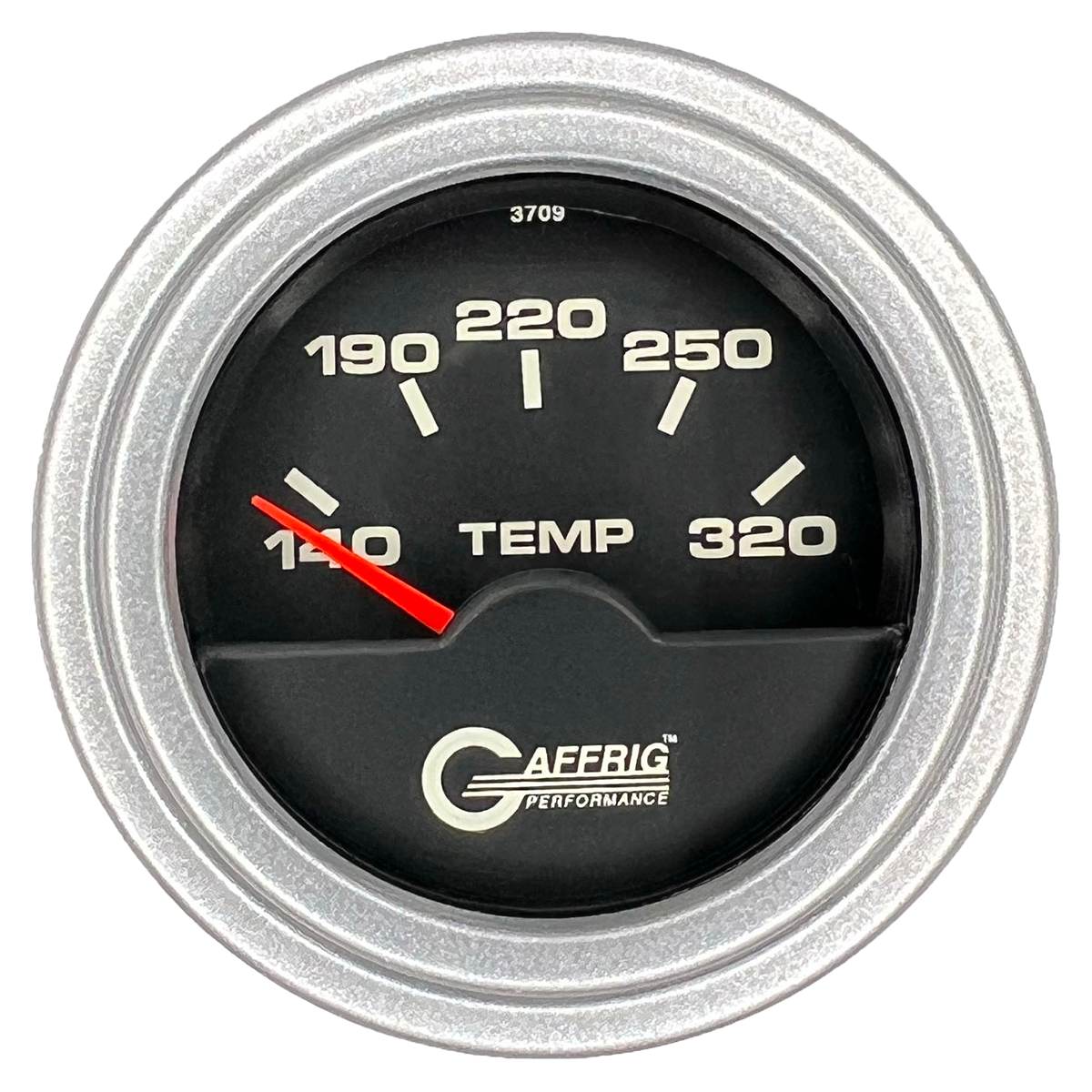 GAFFRIG 2 INCH ELECTRIC TRANSMISSION TEMP GAUGE 140-320 F STEP RIM (002) / PLATINUM / BLACK