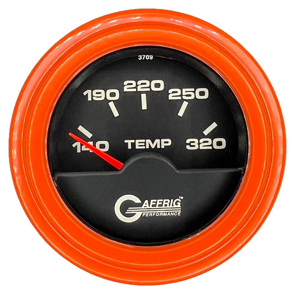 GAFFRIG 2 INCH ELECTRIC TRANSMISSION TEMP GAUGE 140-320 F STEP RIM (002) / ORANGE / BLACK