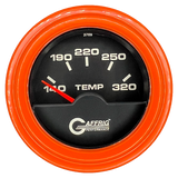 GAFFRIG 2 INCH ELECTRIC TRANSMISSION TEMP GAUGE 140-320 F STEP RIM (002) / ORANGE / BLACK