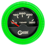 GAFFRIG 2 INCH ELECTRIC TRANSMISSION TEMP GAUGE 140-320 F STEP RIM (002) / LIME GREEN / BLACK