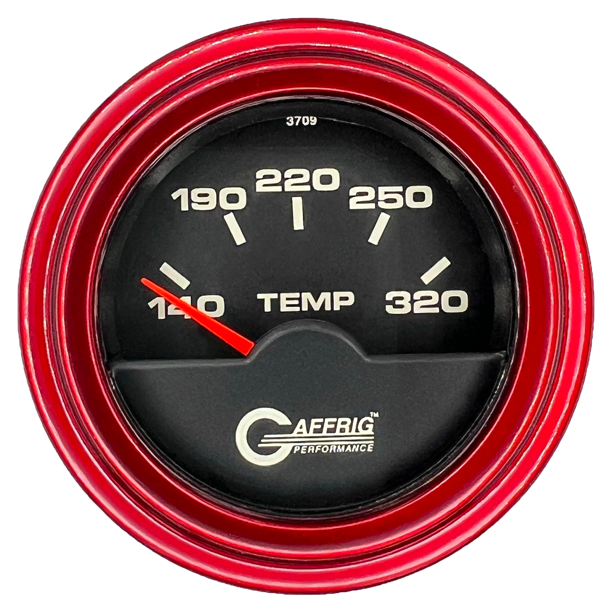 GAFFRIG 2 INCH ELECTRIC TRANSMISSION TEMP GAUGE 140-320 F STEP RIM (002) / RED / BLACK