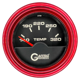 GAFFRIG 2 INCH ELECTRIC TRANSMISSION TEMP GAUGE 140-320 F STEP RIM (002) / RED / BLACK