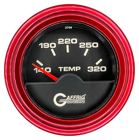 GAFFRIG 2 INCH ELECTRIC TRANSMISSION TEMP GAUGE 140-320 F STEP RIM (002) / RED / BLACK