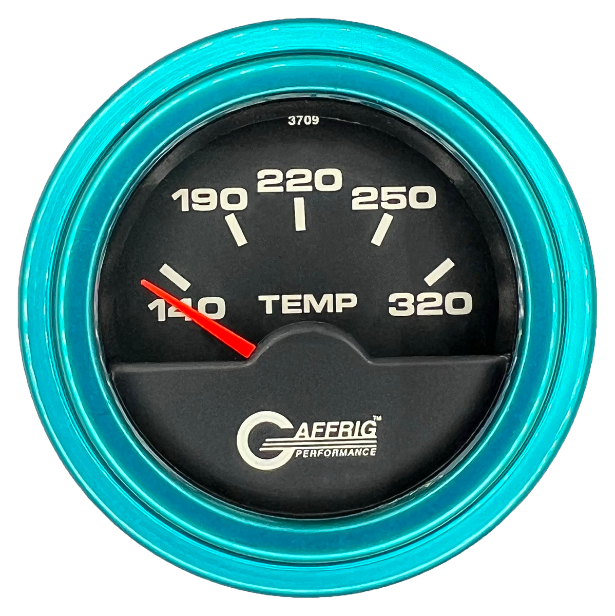 GAFFRIG 2 INCH ELECTRIC TRANSMISSION TEMP GAUGE 140-320 F STEP RIM (002) / TEAL / BLACK