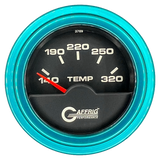 GAFFRIG 2 INCH ELECTRIC TRANSMISSION TEMP GAUGE 140-320 F STEP RIM (002) / TEAL / BLACK