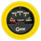 GAFFRIG 2 INCH ELECTRIC TRANSMISSION TEMP GAUGE 140-320 F STEP RIM (002) / YELLOW / BLACK