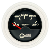 GAFFRIG 2 INCH ELECTRIC TRANSMISSION TEMP GAUGE 140-320 F STEP RIM (002) / WHITE / BLACK