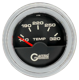 GAFFRIG 2 INCH ELECTRIC TRANSMISSION TEMP GAUGE 140-320 F STEP RIM (002) / CHROME/POLISHED / BLACK