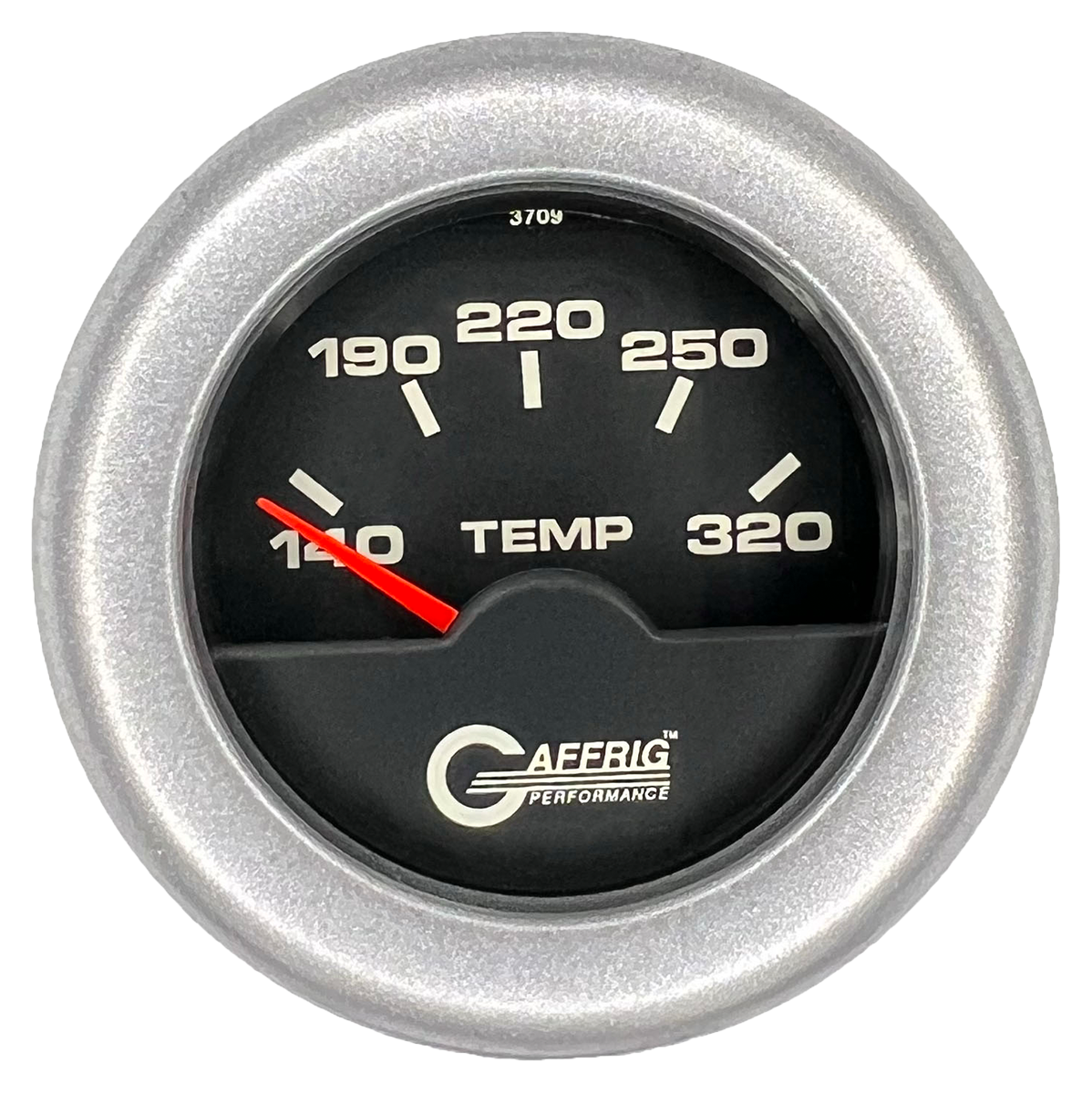 GAFFRIG 2 INCH ELECTRIC TRANSMISSION TEMP GAUGE 140-320 F FAT RIM (218) / PLATINUM / BLACK