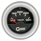 GAFFRIG 2 INCH ELECTRIC TRANSMISSION TEMP GAUGE 140-320 F FAT RIM (218) / PLATINUM / BLACK