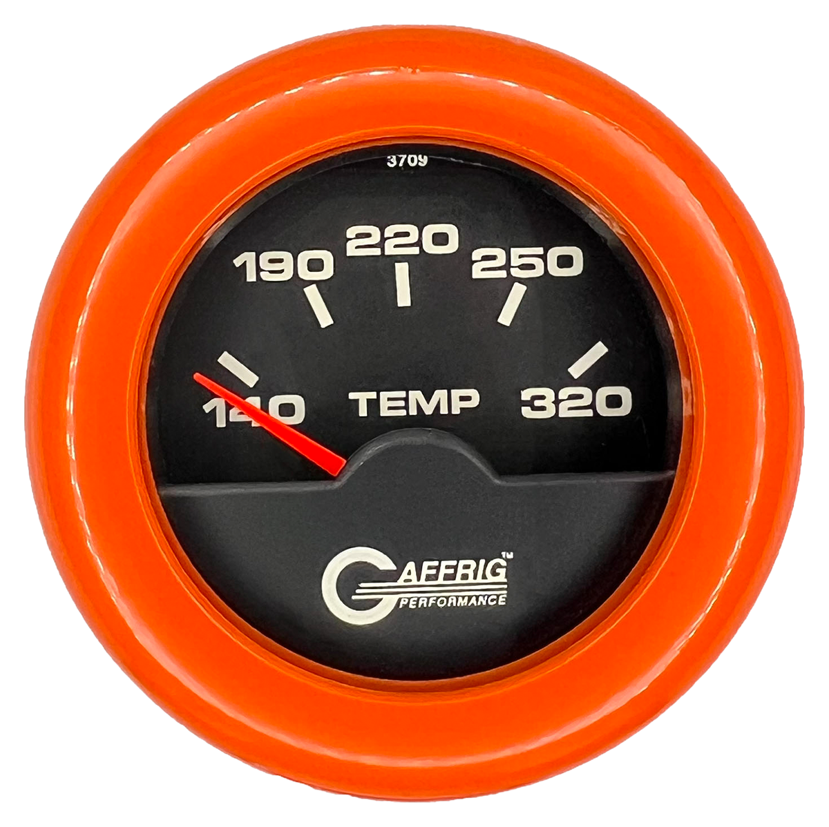 GAFFRIG 2 INCH ELECTRIC TRANSMISSION TEMP GAUGE 140-320 F FAT RIM (218) / ORANGE / BLACK