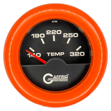 GAFFRIG 2 INCH ELECTRIC TRANSMISSION TEMP GAUGE 140-320 F FAT RIM (218) / ORANGE / BLACK