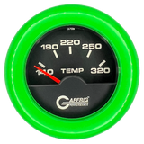 GAFFRIG 2 INCH ELECTRIC TRANSMISSION TEMP GAUGE 140-320 F FAT RIM (218) / LIME GREEN / BLACK