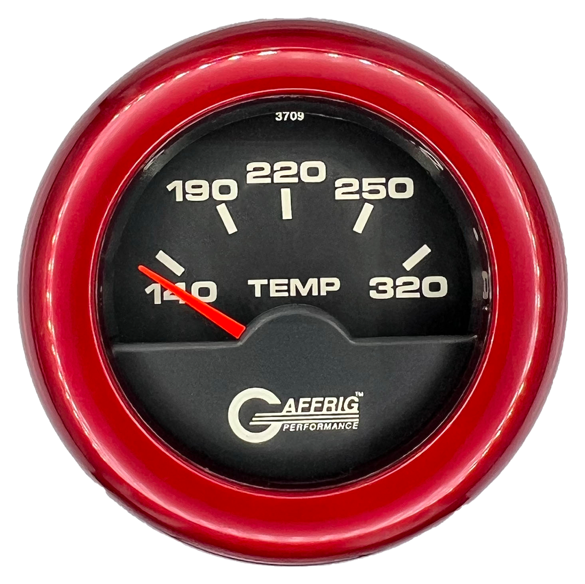 GAFFRIG 2 INCH ELECTRIC TRANSMISSION TEMP GAUGE 140-320 F FAT RIM (218) / RED / BLACK