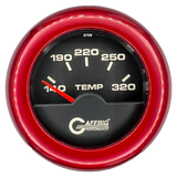 GAFFRIG 2 INCH ELECTRIC TRANSMISSION TEMP GAUGE 140-320 F FAT RIM (218) / RED / BLACK