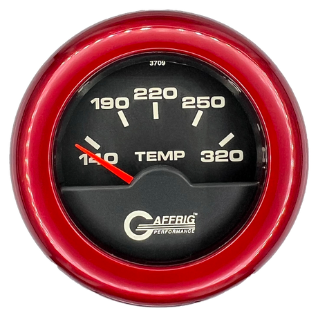 GAFFRIG 2 INCH ELECTRIC TRANSMISSION TEMP GAUGE 140-320 F FAT RIM (218) / RED / BLACK