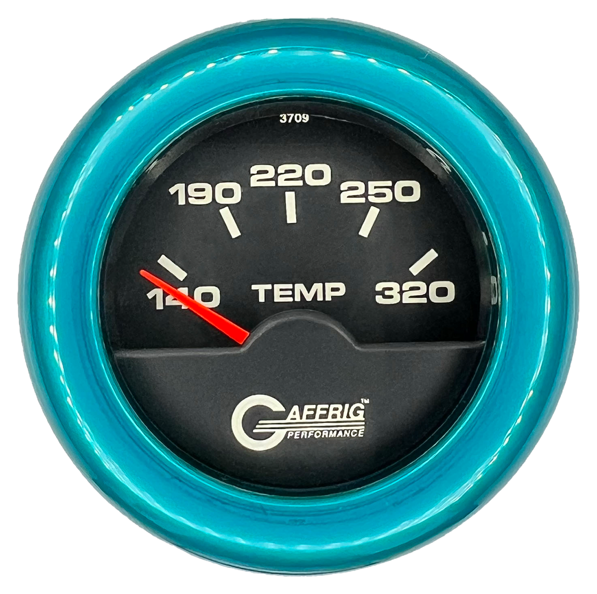 GAFFRIG 2 INCH ELECTRIC TRANSMISSION TEMP GAUGE 140-320 F FAT RIM (218) / TEAL / BLACK