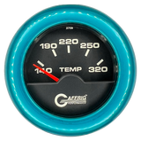 GAFFRIG 2 INCH ELECTRIC TRANSMISSION TEMP GAUGE 140-320 F FAT RIM (218) / TEAL / BLACK