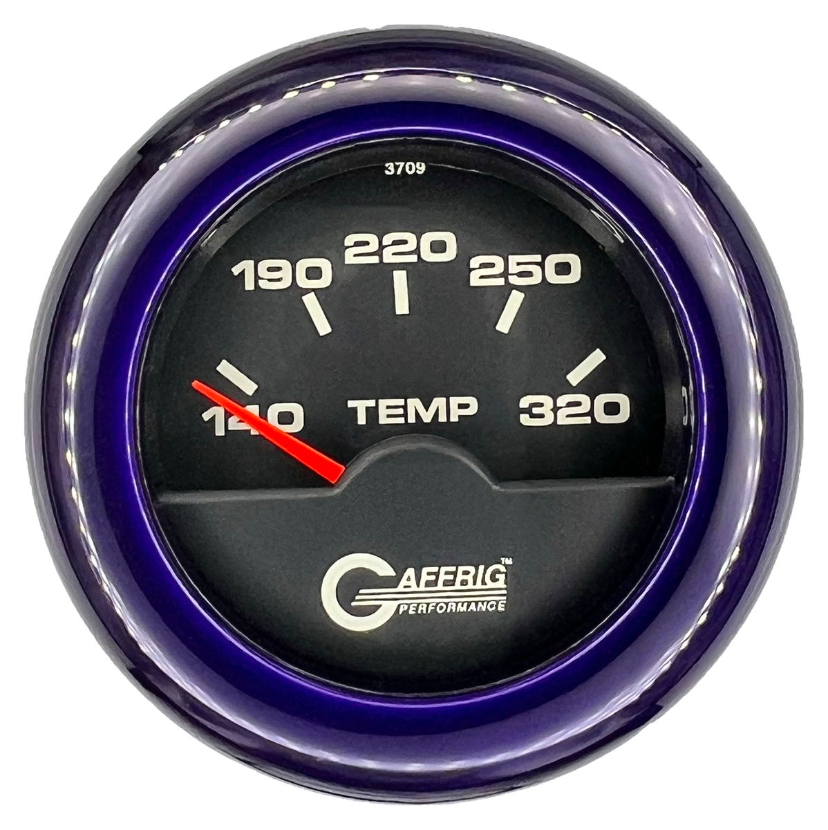 GAFFRIG 2 INCH ELECTRIC TRANSMISSION TEMP GAUGE 140-320 F FAT RIM (218) / PURPLE / BLACK