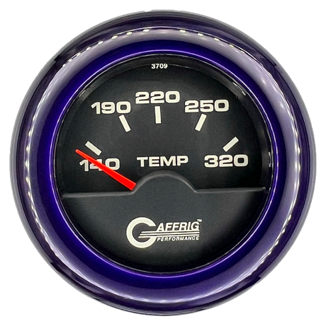 GAFFRIG 2 INCH ELECTRIC TRANSMISSION TEMP GAUGE 140-320 F FAT RIM (218) / PURPLE / BLACK