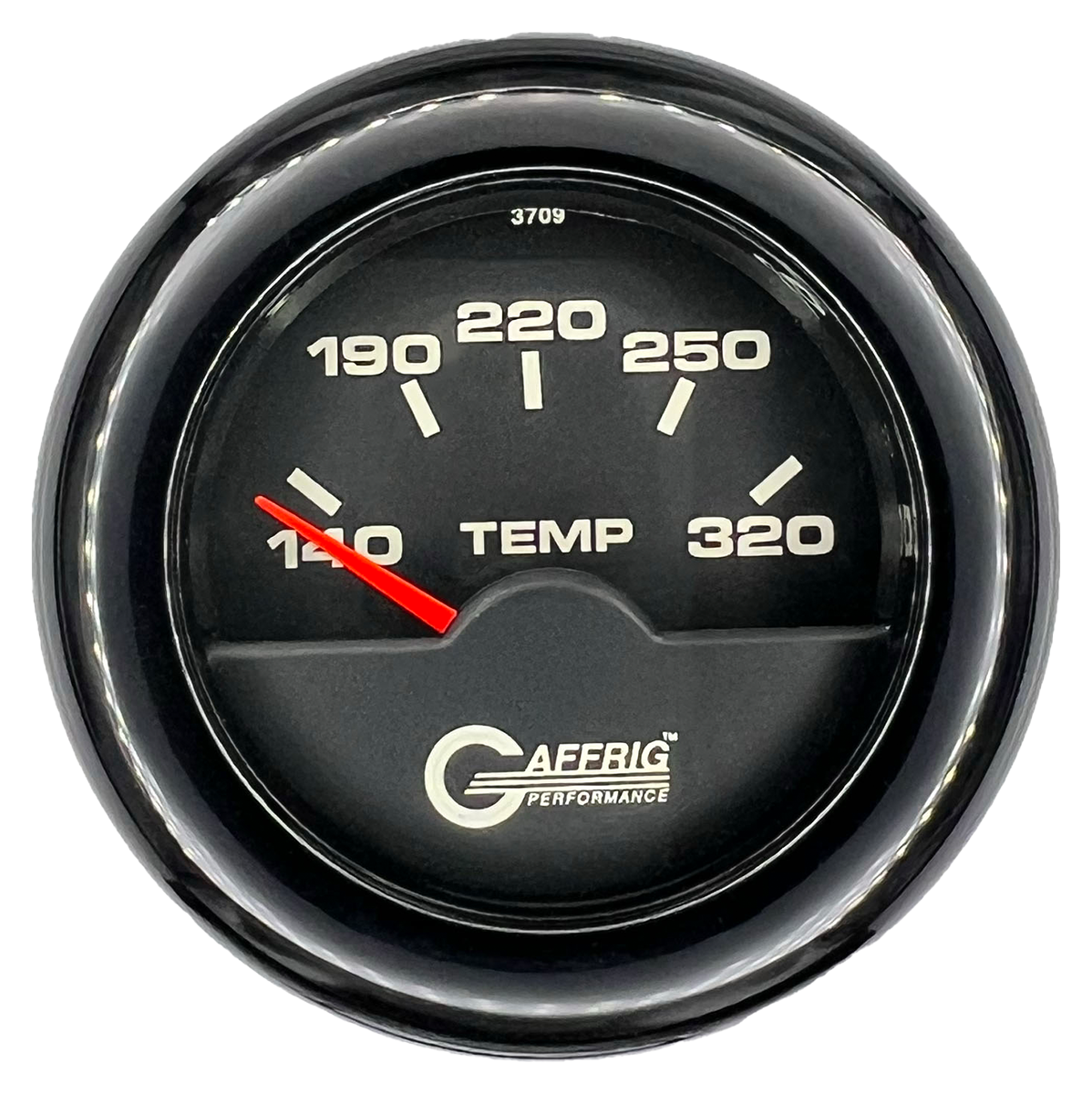 GAFFRIG 2 INCH ELECTRIC TRANSMISSION TEMP GAUGE 140-320 F FAT RIM (218) / BLACK / BLACK