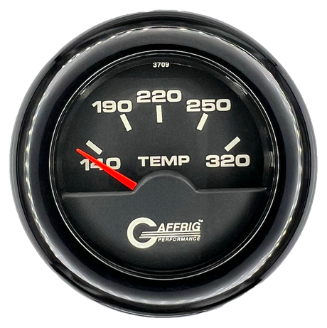 GAFFRIG 2 INCH ELECTRIC TRANSMISSION TEMP GAUGE 140-320 F FAT RIM (218) / BLACK / BLACK