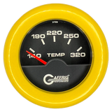 GAFFRIG 2 INCH ELECTRIC TRANSMISSION TEMP GAUGE 140-320 F FAT RIM (218) / YELLOW / BLACK