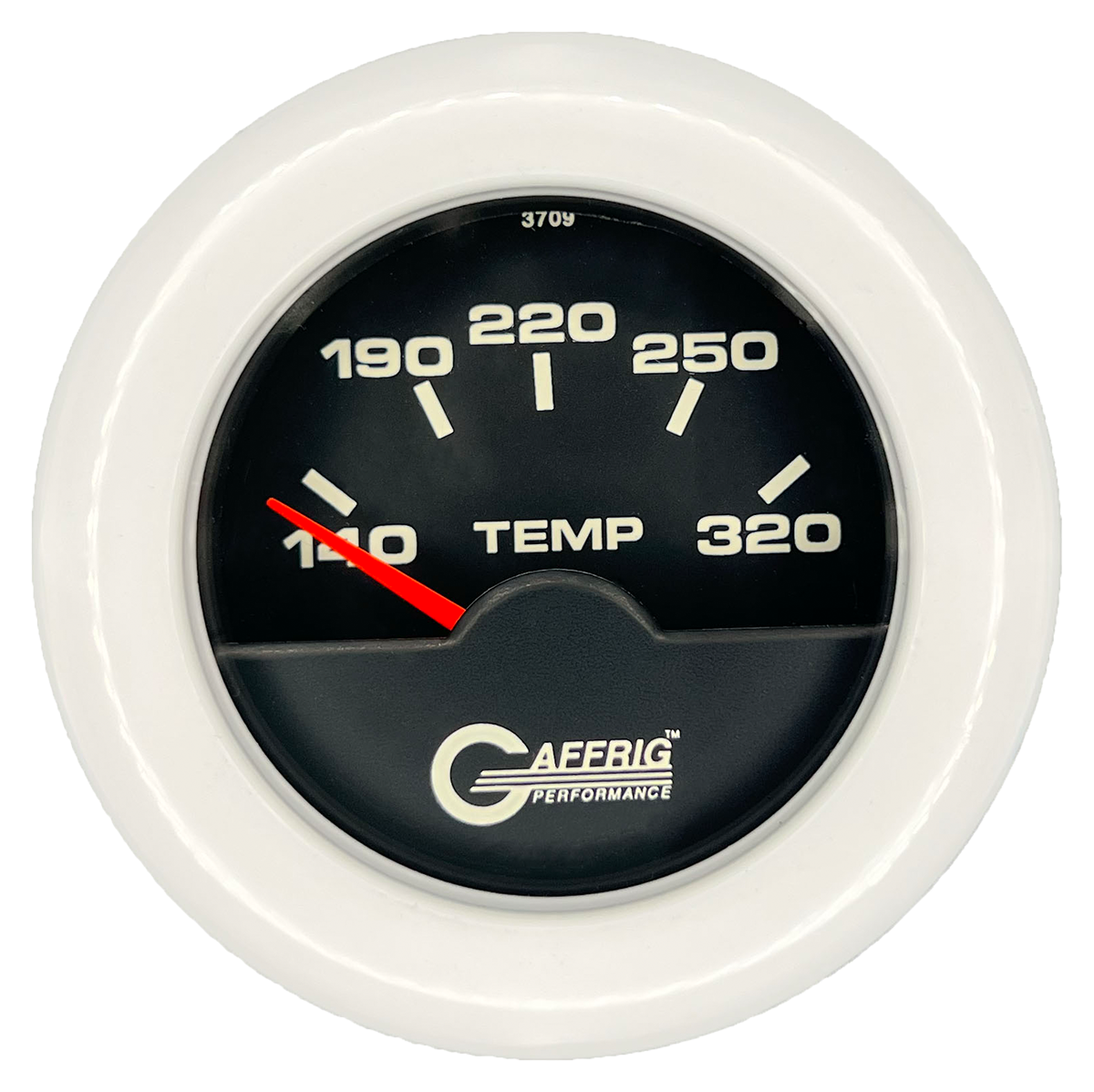 GAFFRIG 2 INCH ELECTRIC TRANSMISSION TEMP GAUGE 140-320 F FAT RIM (218) / WHITE / BLACK