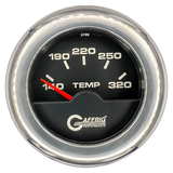 GAFFRIG 2 INCH ELECTRIC TRANSMISSION TEMP GAUGE 140-320 F FAT RIM (218) / CHROME/POLISHED / BLACK