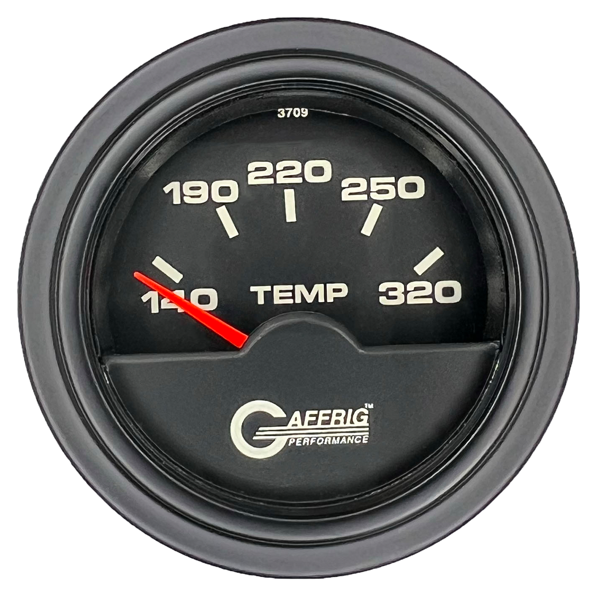 GAFFRIG 2 INCH ELECTRIC TRANSMISSION TEMP GAUGE 140-320 F STEP RIM (002) / BLACK / BLACK