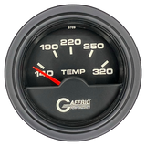 GAFFRIG 2 INCH ELECTRIC TRANSMISSION TEMP GAUGE 140-320 F STEP RIM (002) / BLACK / BLACK