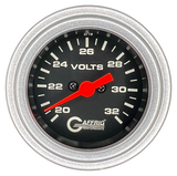 GAFFRIG 2 INCH ELECTRIC VOLTMETER GAUGE 16-32 VOLT - 270 DEGREE SWEEP BLACK / STEP RIM / PLATINUM