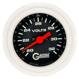 GAFFRIG 2 INCH ELECTRIC VOLTMETER GAUGE 16-32 VOLT - 270 DEGREE SWEEP BLACK / STEP RIM / WHITE