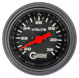 GAFFRIG 2 INCH ELECTRIC VOLTMETER GAUGE 16-32 VOLT - 270 DEGREE SWEEP BLACK / STEP RIM / BLACK