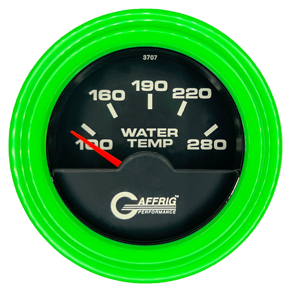 GAFFRIG 2 INCH ELECTRIC HIGH WATER TEMP 100-20 F GAUGE STEP RIM (002) / LIME GREEN / BLACK