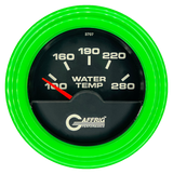 GAFFRIG 2 INCH ELECTRIC HIGH WATER TEMP 100-20 F GAUGE STEP RIM (002) / LIME GREEN / BLACK