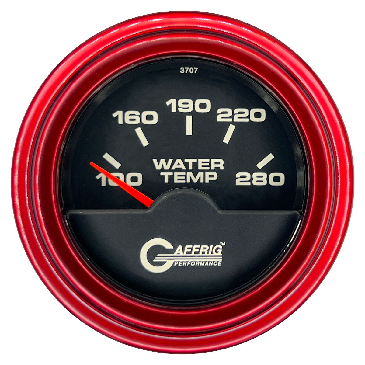 GAFFRIG 2 INCH ELECTRIC HIGH WATER TEMP 100-20 F GAUGE STEP RIM (002) / RED / BLACK