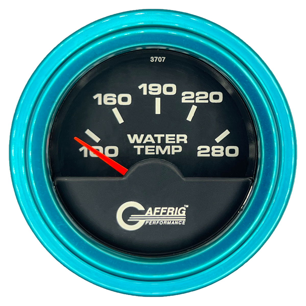 GAFFRIG 2 INCH ELECTRIC HIGH WATER TEMP 100-20 F GAUGE STEP RIM (002) / TEAL / BLACK